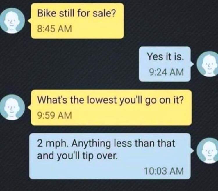 bike for sale meme